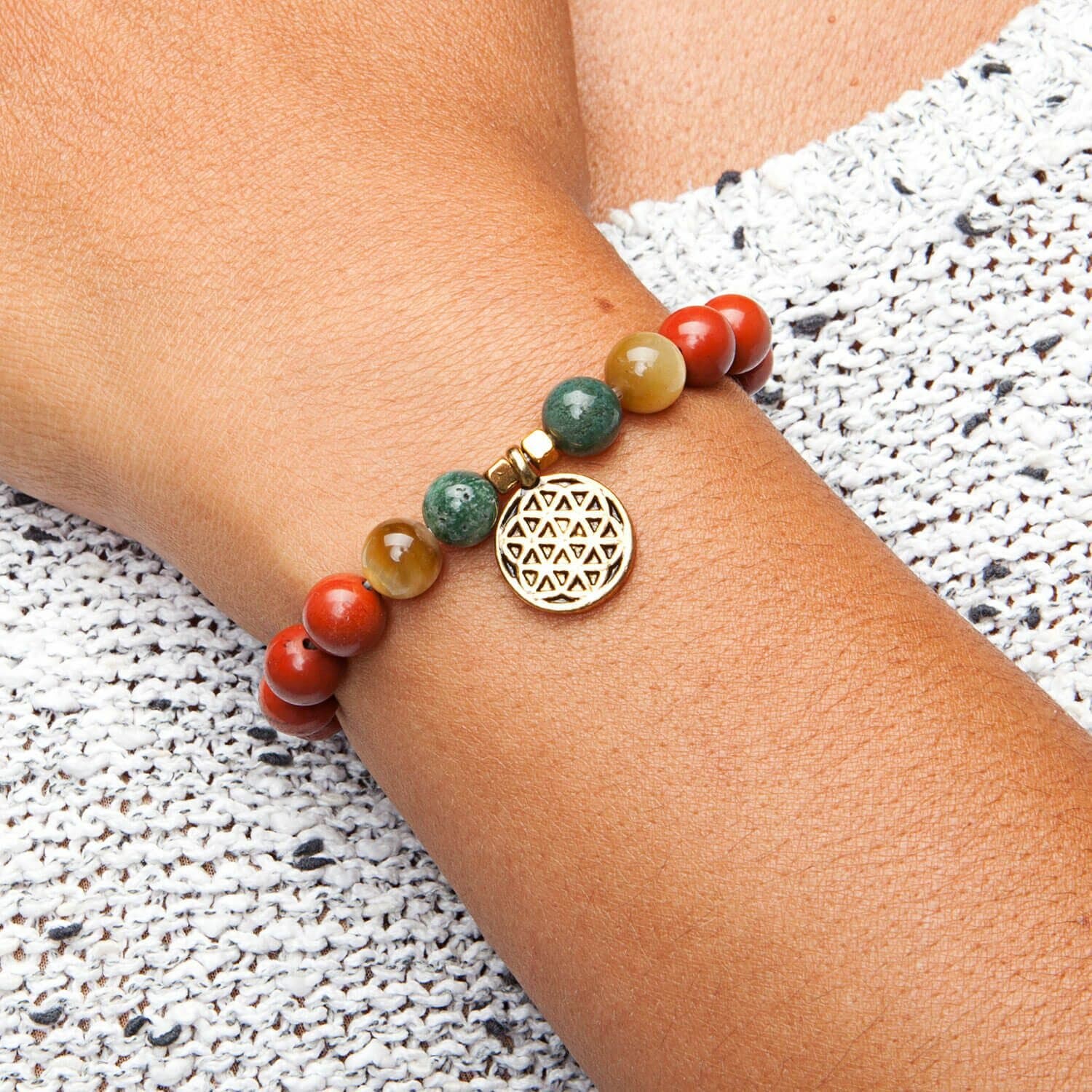 undefined | Pulseira Mala Jaspe, Ágata e Olho de Tigre