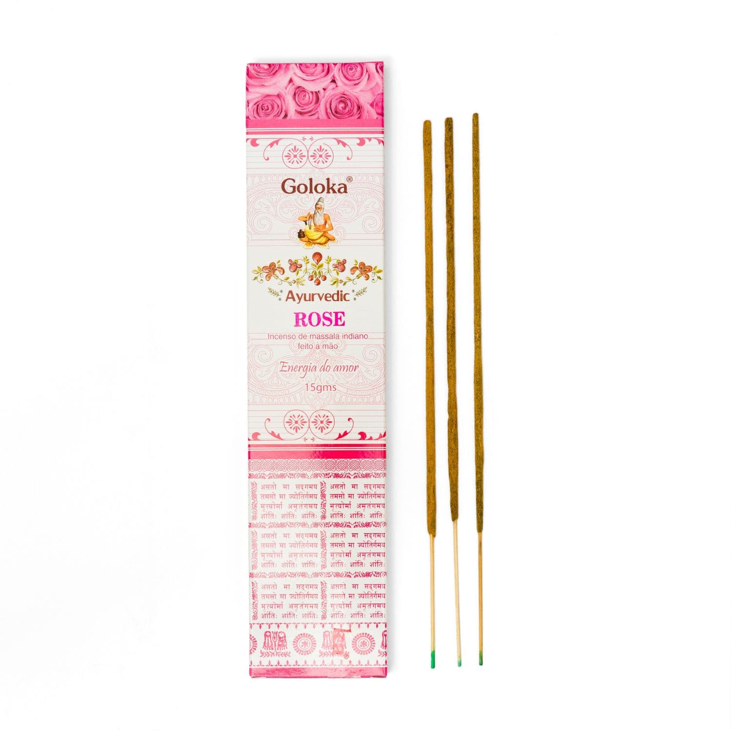 undefined | Incenso Massala Ayurvédico Rosa Goloka